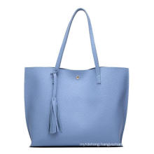 Women′ S Soft Faux Leather Tote Shoulder Bag Big Capacity Tassel Handbag